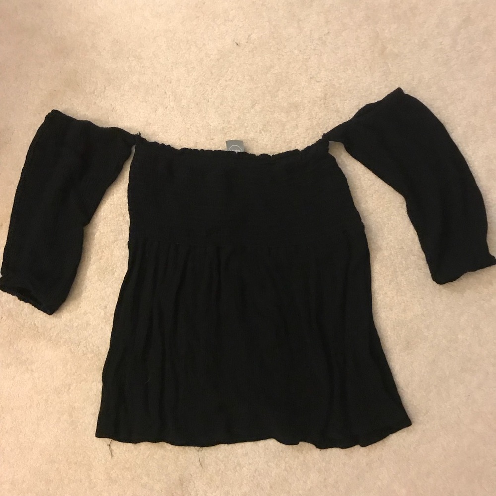 off shoulder black bandeau babydoll top